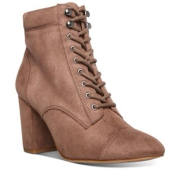 New in Box Madden Girl Sz 10 Justinee Lace-Up Dark Taupe Camel Beige  Booties - Picture 1 of 7